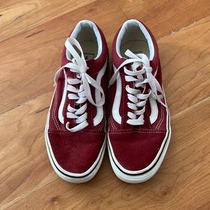 Red suede vans - old skool